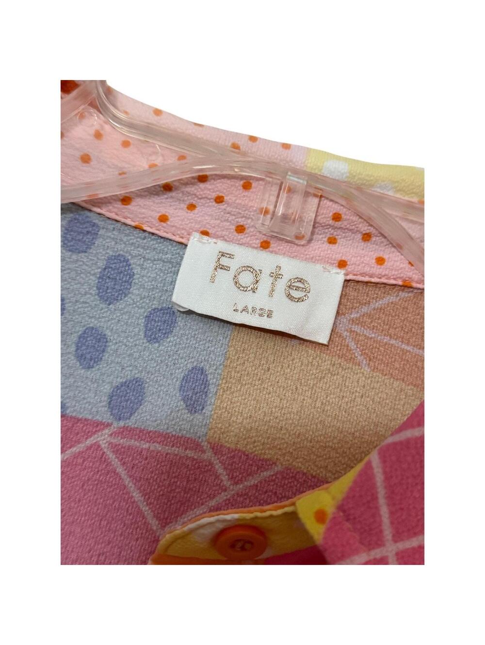 R216 Boutique Fate Brand Large Pastels Patchwork Print 23" PTP Blouse R0000216 - Picture 3 of 4